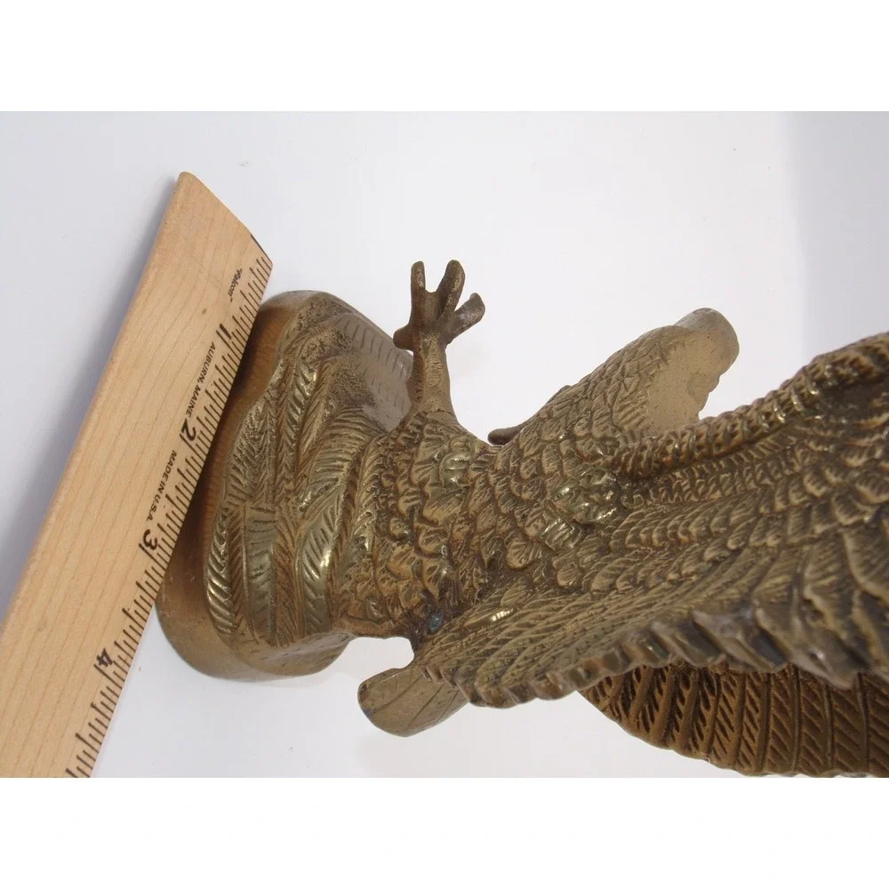 VINTAGE BRASS AMERICAN EAGLE BASE STATUE PAPERWEIGHT IN FLIGHT 9